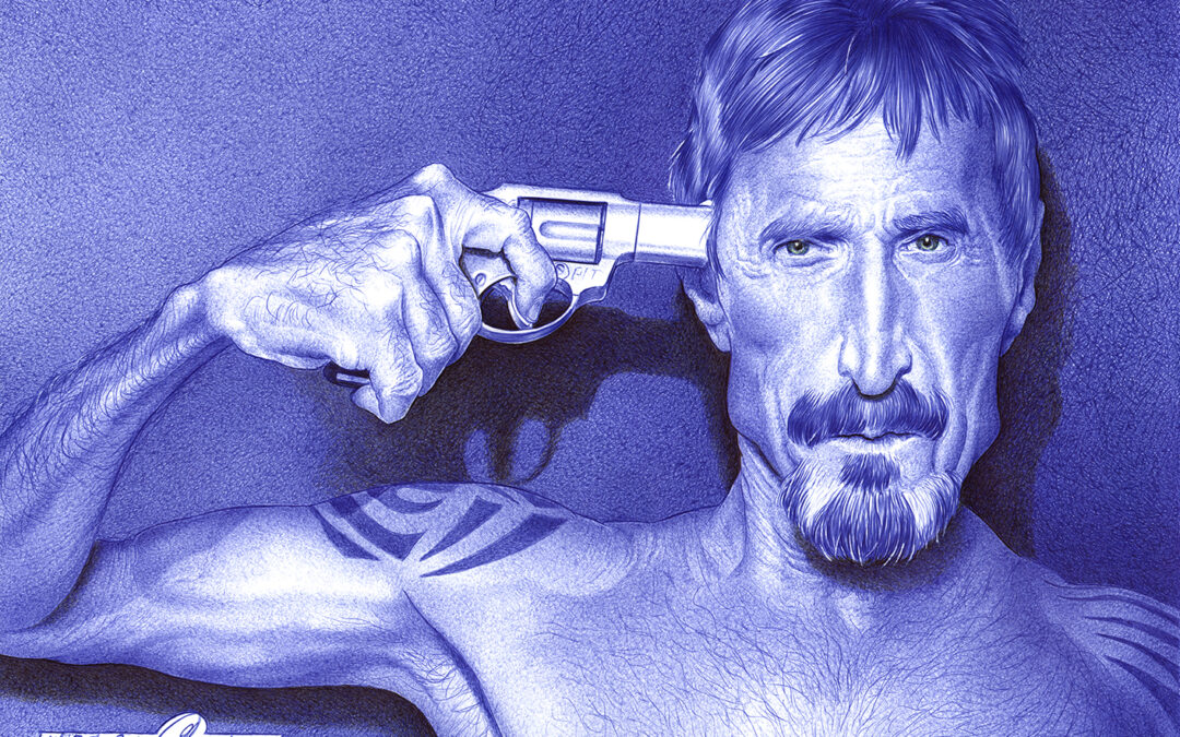 Kugelschreiber-Zeichnung Portrait John McAfee | ballpen drawing John McAfee