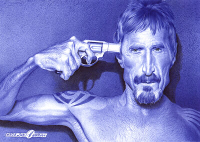 Kugelschreiber-Zeichnung Portrait John McAfee | ballpen drawing John McAfee