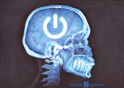 Kugelschreiber-Zeichnung Killswitch – Röntgenbild menschlicher Schädel | ballpen drawing Killswitch – X-ray photograph of a human skull