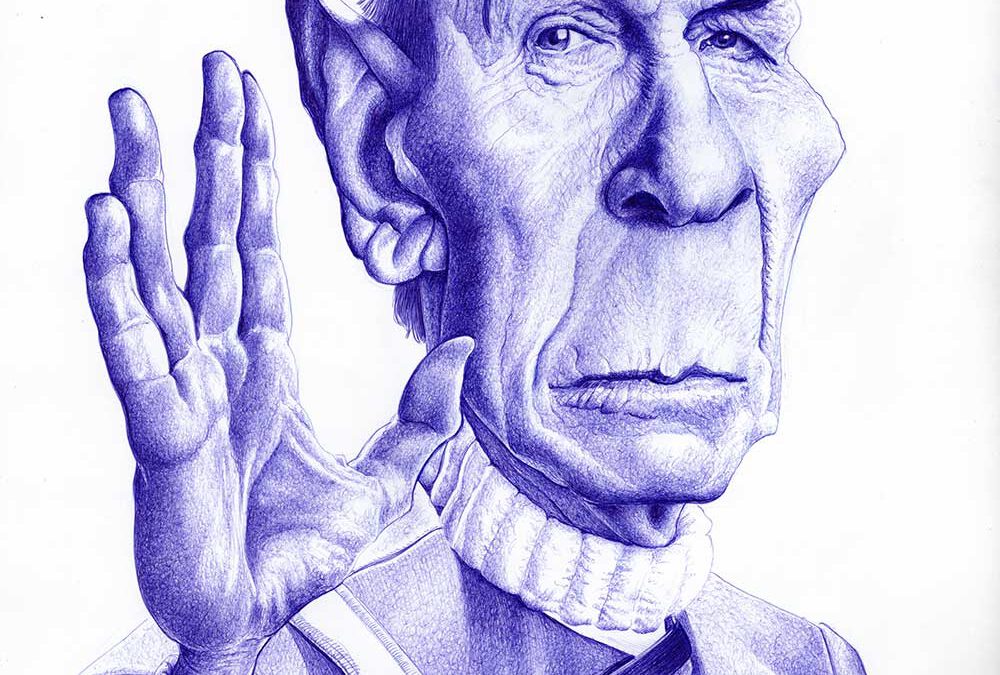 Kugelschreiber-Zeichnung Portrait von Leonard Nimoy as Spock/ballpen drawing of Leonard Nimoy as Spock