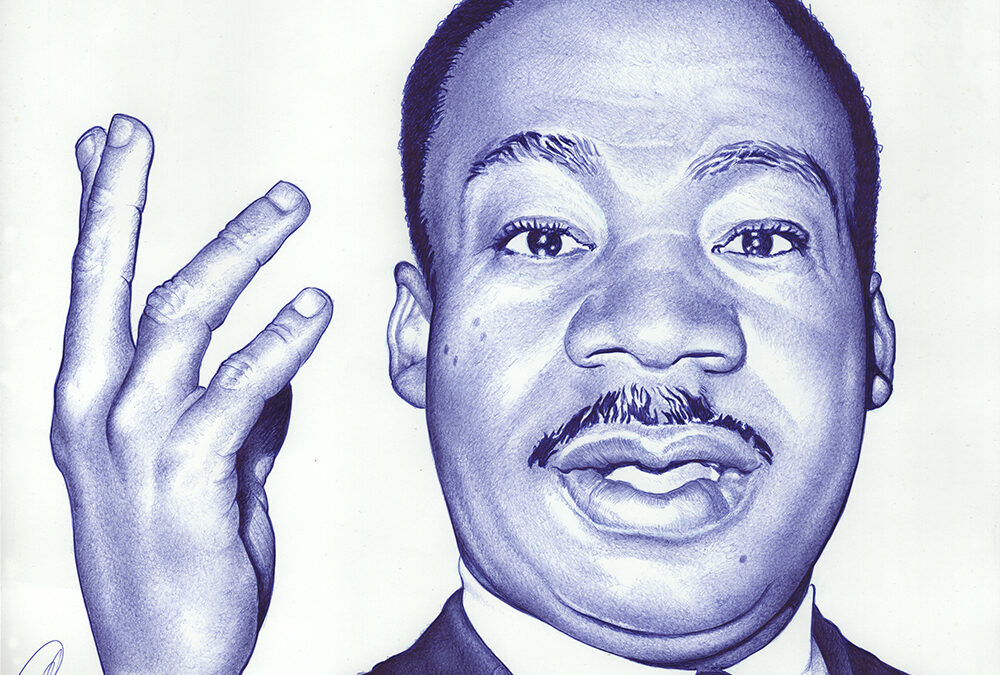 Kugelschreiber-Zeichnung Portrait von Dr. Martin Luther King jr. /ballpen drawing of Dr. Martin Luther King jr.