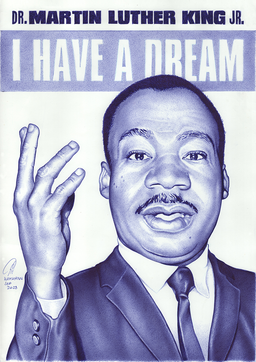Kugelschreiber-Zeichnung von Dr. Martin Luther King jr. /ballpen drawing of Dr. Martin Luther King jr.