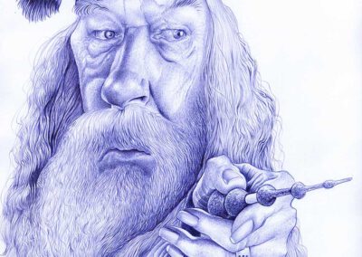 Kugelschreiber-Zeichnung Portrait von Michael Gambon als Dumbledore/ballpen drawing of Michael Gambon as Dumbledore