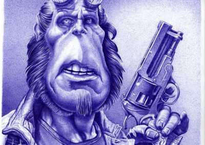 Kugelschreiber-Zeichnung Portrait von Ron Perlman als Hellboy/ballpen drawing of Ron Perlman as Hellboy