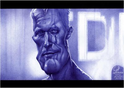 Kugelschreiber-Zeichnung Portrait von Rutger Hauer als Roy Batty/ballpen drawing of Rutger Hauer as Roy Batty