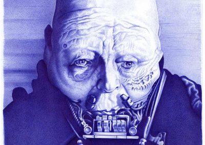 Kugelschreiber-Zeichnung Portrait von Sebastian Shaw als Darth Vader/ballpen drawing of Sebastian Shaw as Darth Vader