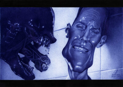Kugelschreiber-Zeichnung Portrait von Sigourney Weaver als Ellen Ripley in Alien 3/ballpen drawing of Sigourney Weaver as Ellen Ripley in Alien 3