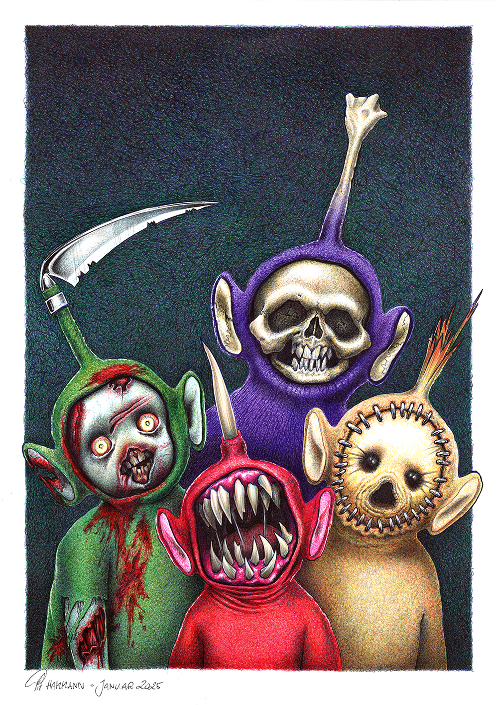 Kugelschreiber-Zeichnung portrait Terrortubbies | ballpen drawing Terrortubbies