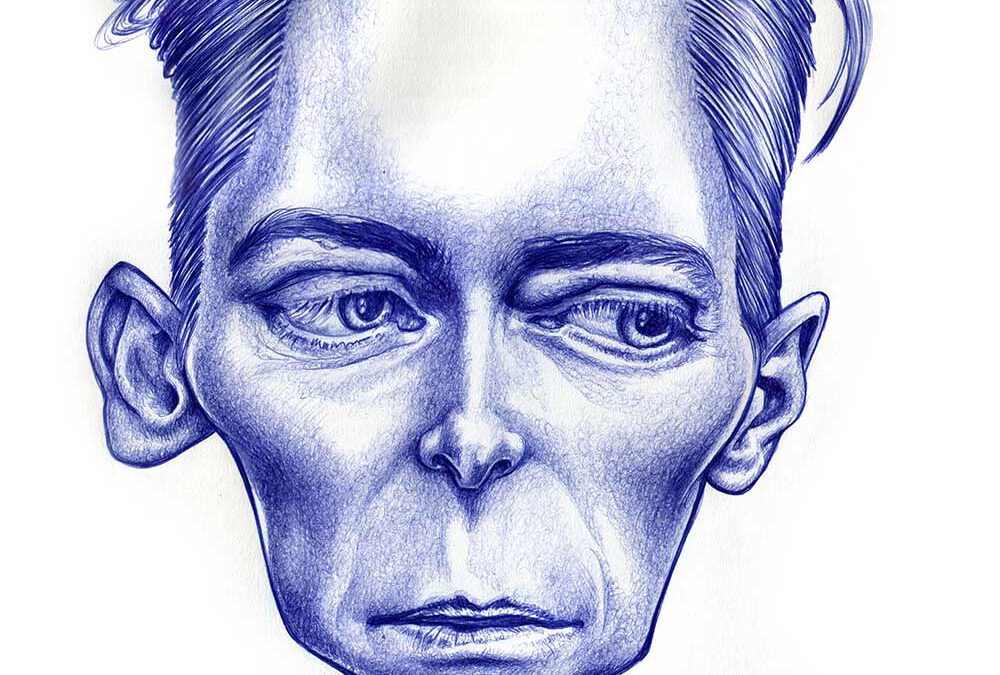 Kugelschreiber-Zeichnung Portrait von Tilda Swinton/ballpen drawing of Tilda Swinton