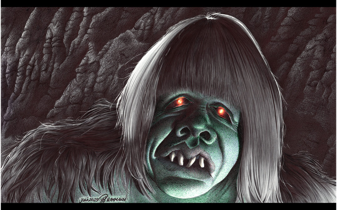 Kugelschreiber-Zeichnung Portrait eines Morlock aus "Die Zeitmaschine" von H. G. Wells | ballpoint pen drawing portrait of a Morlock from "The Time Machine" by H. G. Wells