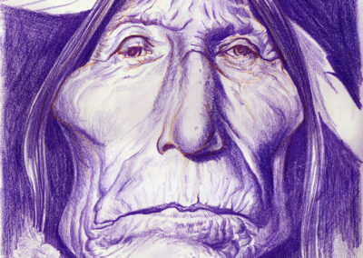 Buntstift-Zeichnung Portrait von Chief Wolf Robe/colored pencil drawing of Chief Wolf Robe