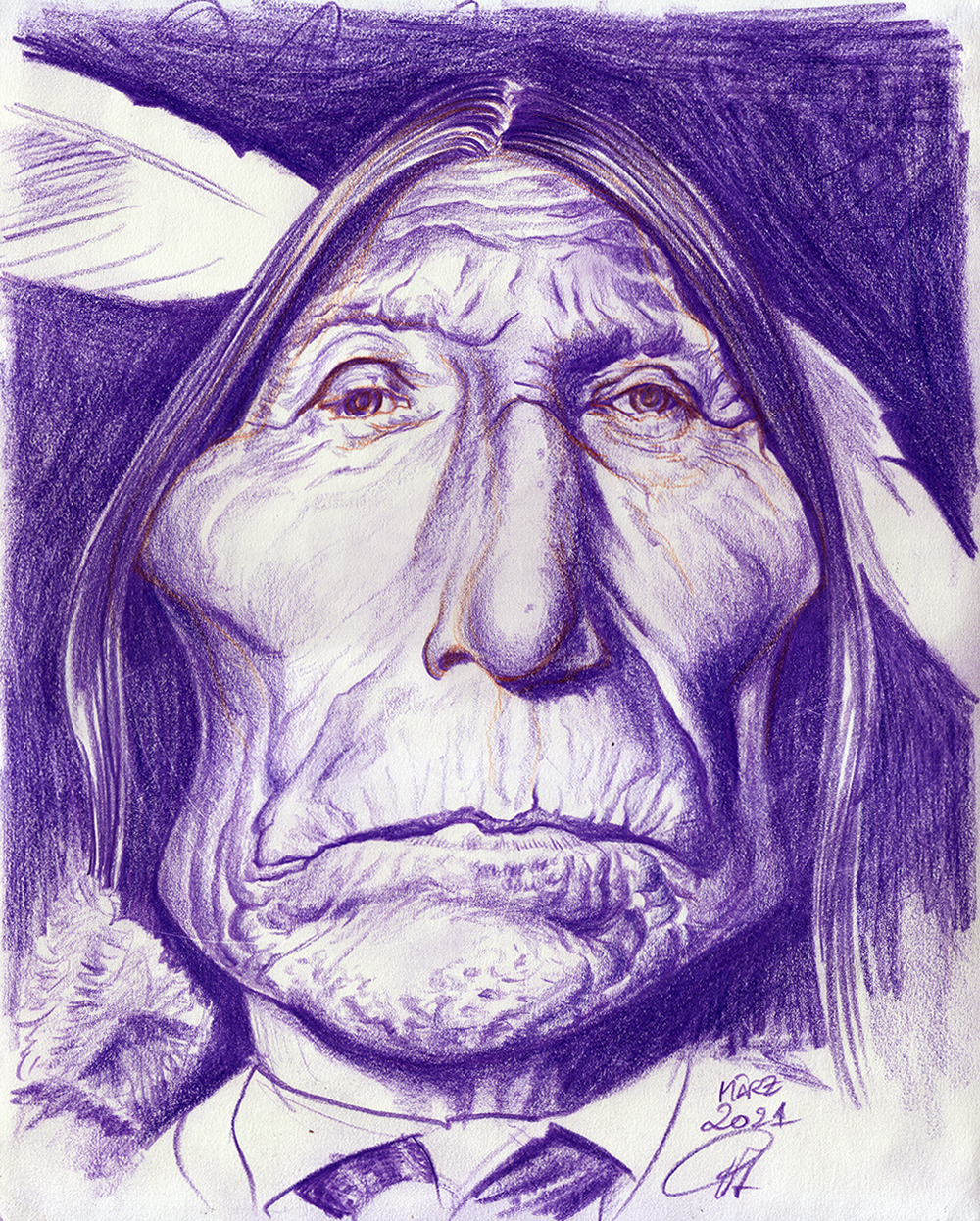Chief Wolf Robe | Buntstift-Zeichnung | colored pencil drawing