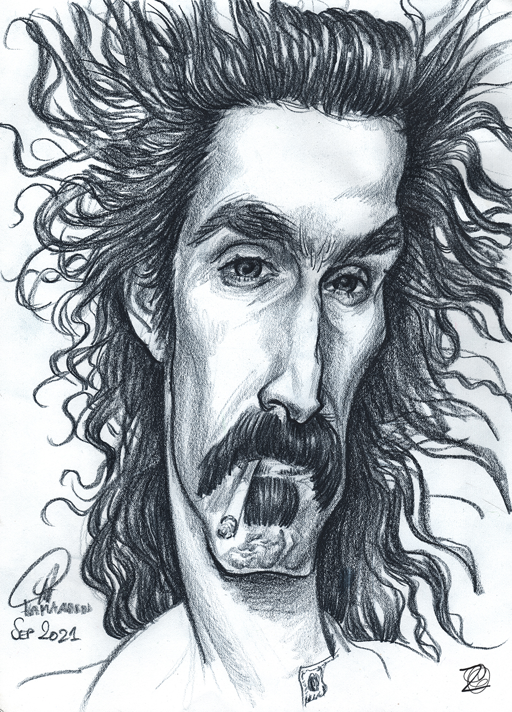 Frank Zappa | Buntstift-Zeichnung | ballpen drawing