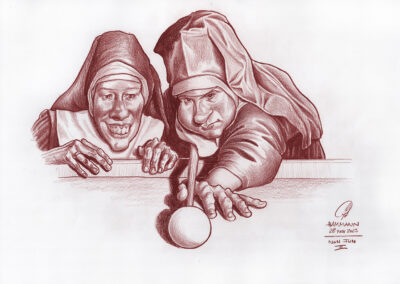 Buntstift-Zeichnung Portrait Nun Fun III/colored pencil drawing Nun Fun III