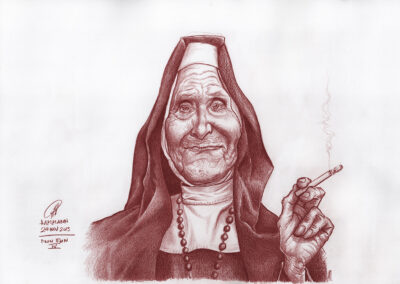 Buntstift-Zeichnung Portrait Nun Fun IV/colored pencil drawing Nun Fun IV