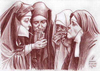 Buntstift-Zeichnung Portrait Nun Fun I/colored pencil drawing Nun Fun I