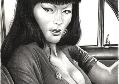 Buntstift-Zeichnung Portrait Tura Satana aus Russ Meyers Film „Faster, Pussycat! Kill! Kill!“/colored pencil drawing Tura Satana from Russ Meyer's Film „Faster, Pussycat! Kill! Kill!“