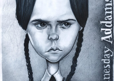 Buntstift-Zeichnung Portrait von Wednesday Addams/colored pencil drawing of Wednesday Addams