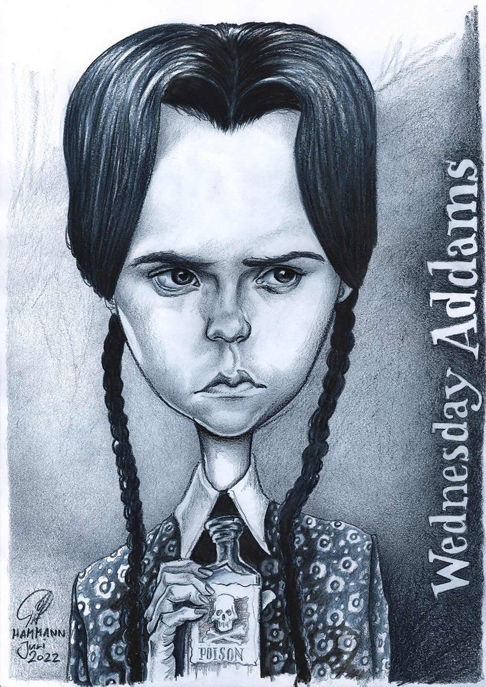 Buntstift-Zeichnung von Wednesday Addams/ballpen drawing of Wednesday Addams