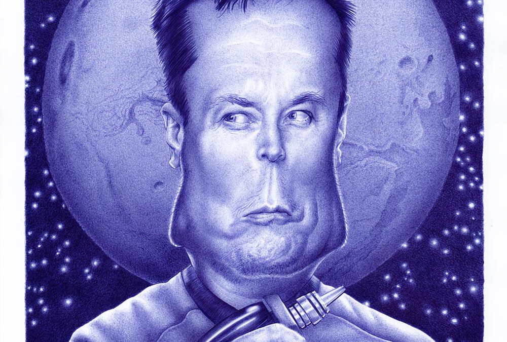 Kugelschreiber-Zeichnung Portrait von Elon Musk/ballpen drawing of Elon Musk