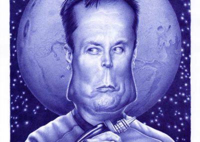 Kugelschreiber-Zeichnung Portrait von Elon Musk/ballpen drawing of Elon Musk