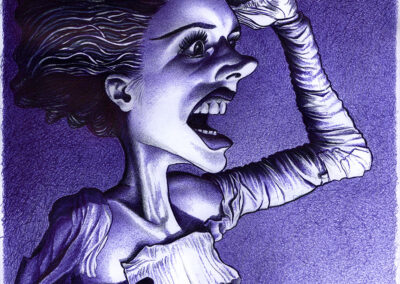 Kugelschreiber-/Buntstift-Zeichnung Portrait von Frankensteins Braut ballpen / Colored pencil drawing of Frankenstein‘s Bride