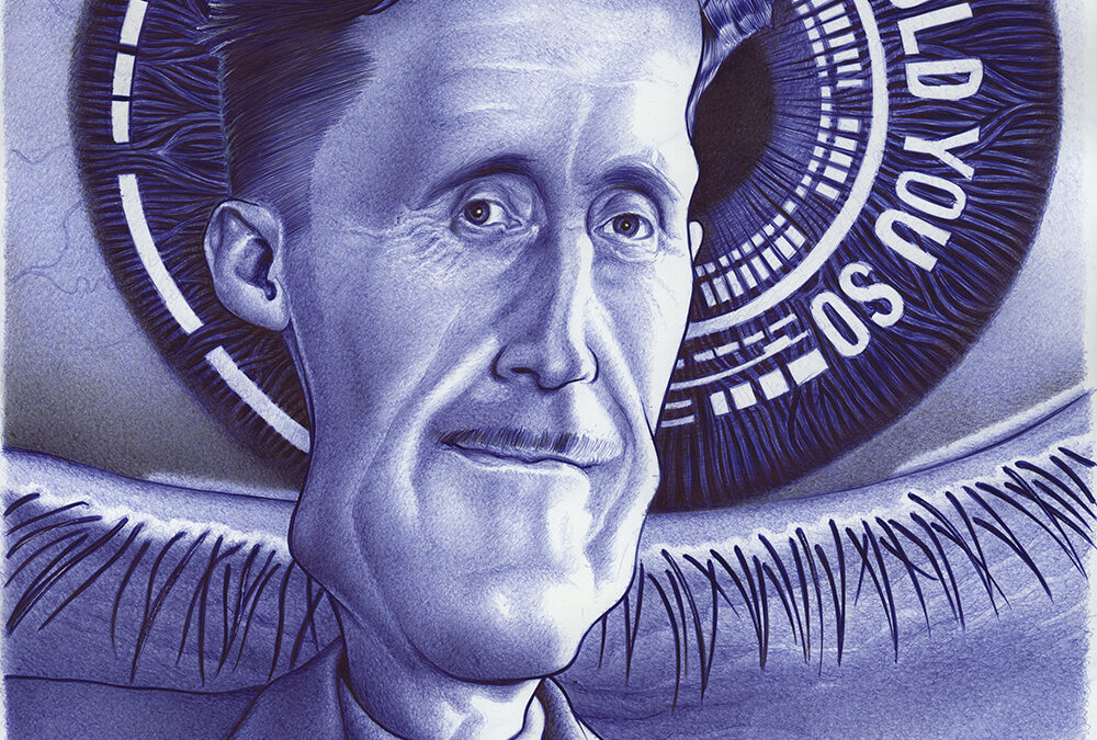 Kugelschreiber-Zeichnung Portrait von George Orwell/ballpen drawing of George Orwell