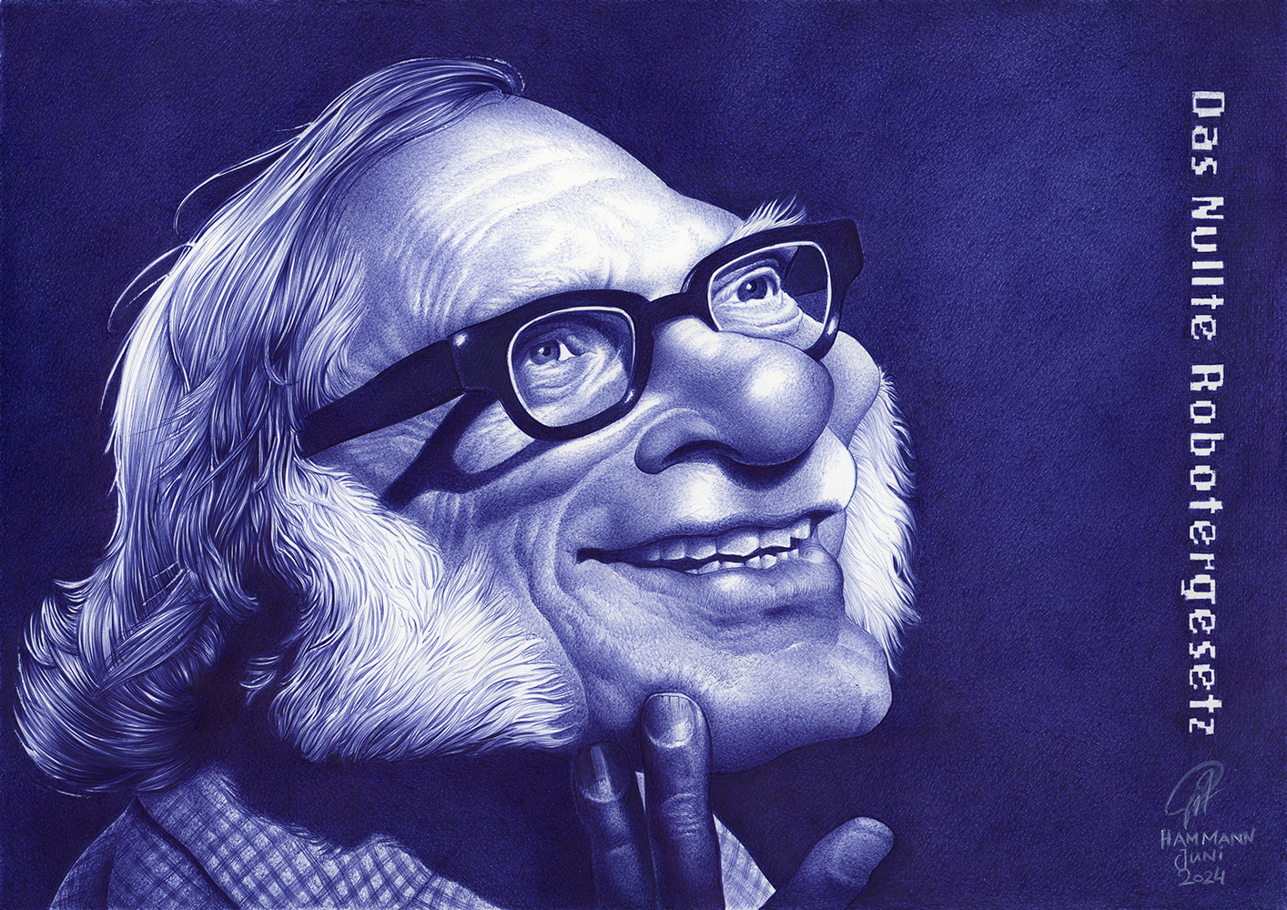 Kugelschreiber-Zeichnung von Isaac Asimov/ballpen drawing of Isaac Asimov
