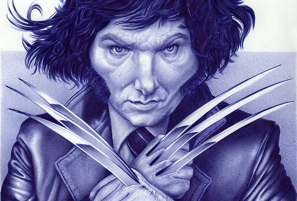 Kugelschreiber-Zeichnung Portrait von Javier Milei/ballpen drawing of Javier Milei