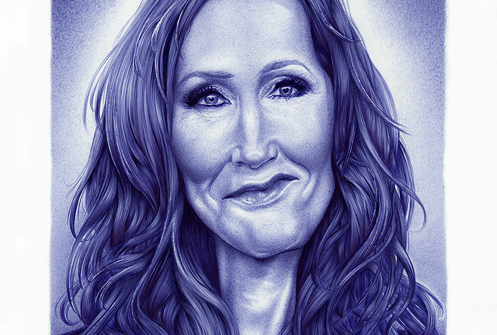Kugelschreiber-Zeichnung Portrait von Joanne K. Rowling/ballpen drawing of Joanne K. Rowling