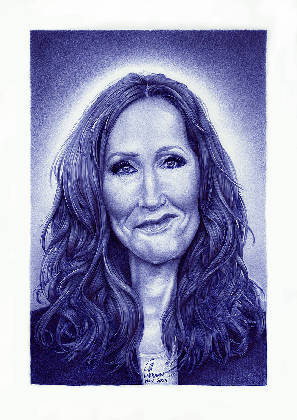 Kugelschreiber-Zeichnung von Joanne K. Rowling/ballpen drawing of Joanne K. Rowling