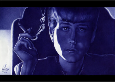 Kugelschreiber-Zeichnung Portrait von Sean Young als Rachael/ballpen drawing of Sean Young as Rachael