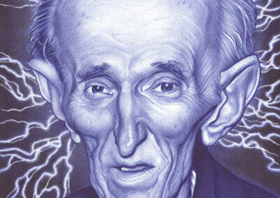 Kugelschreiber-Zeichnung Portrait von Nikola Tesla / ballpen drawing of Nikola Tesla