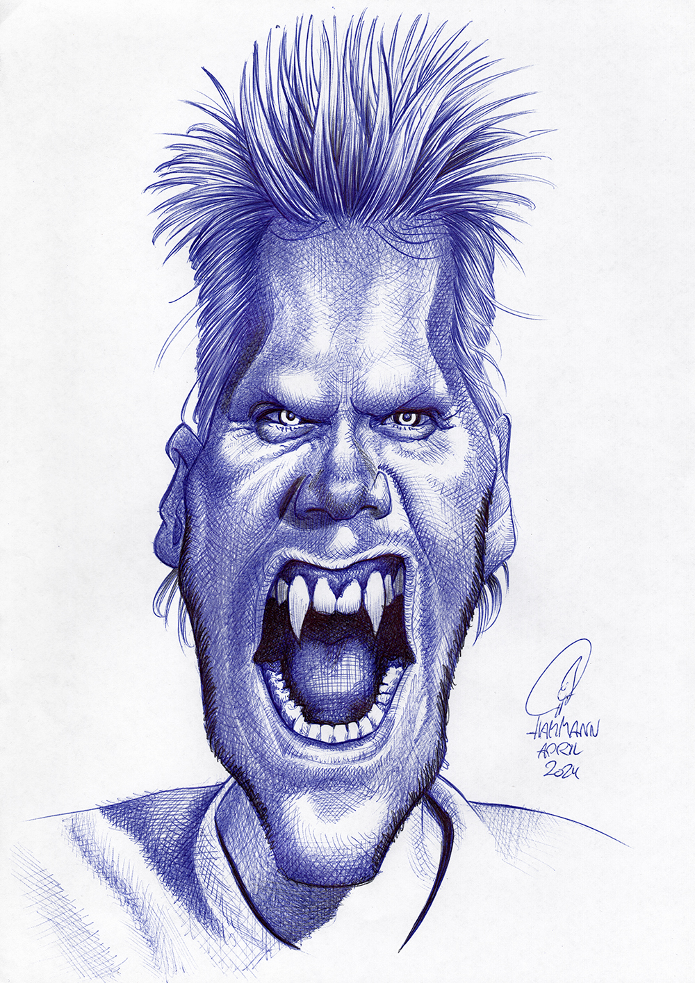 Kugelschreiber-Zeichnung von Kiefer Sutherland als Lost Boy /ballpen drawing of Kiefer Sutherland as Lost Boy