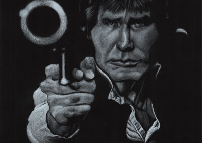 Buntstift-Zeichnung Portrait von Harrison Ford als Han Solo/colored pencil drawing of Harrison Ford as Han Solo